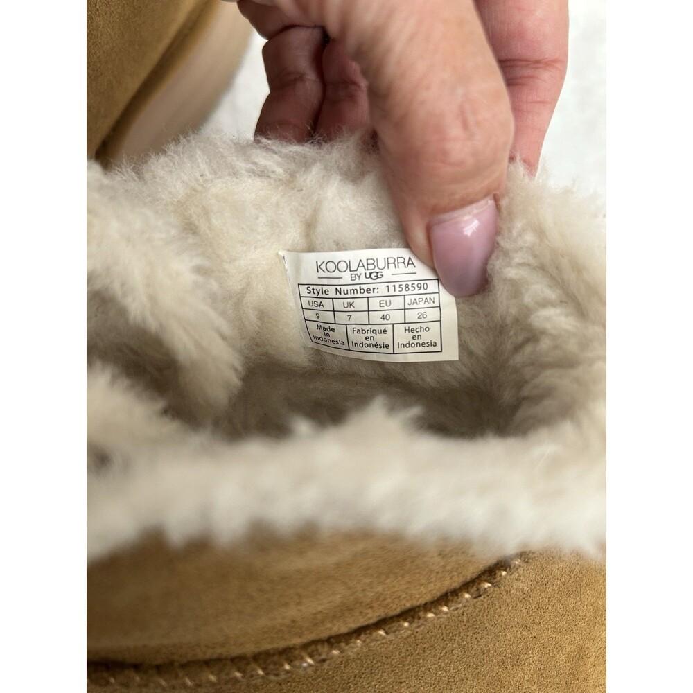 Koolaburra by UGG Cozy Faux Fur Lined Platform Chestnut Ankle Boots Women 9 NEW - Picture 7 of 9